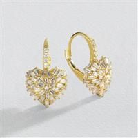 Revere 9ct Yellow Gold Cubic Zirconia Heart Hoop Earrings