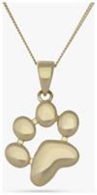 Revere 9ct Yellow Gold Paw Print Pendant Necklace