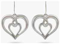 Revere 9ct White Gold Interlink Heart Drop Earrings