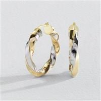 Revere 9ct Gold Two Tone Twist Hoop Earrings