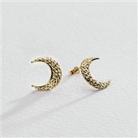 Revere Gold Plated Silver Diamond Cut Moon Stud Earrings