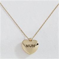 Revere 9ct Yellow Gold MUM Heart Pendant Necklace