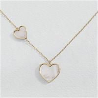 Revere 9ct Yellow Gold MOP Double Heart Necklace