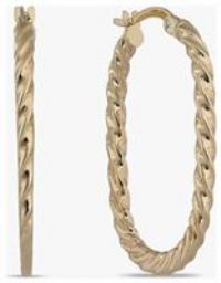 Revere 9ct Yellow Gold Twisted Oval Creole Earrings