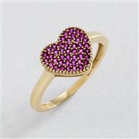 Revere 9ct Yellow Gold Stylish Pink Heart Ring - K