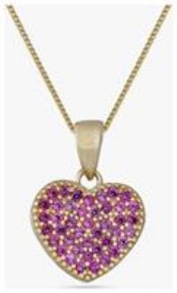Revere 9ct Yellow Gold Pink Heart Pendant Necklace