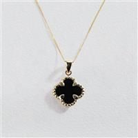 Revere 9ct Yellow Gold Black Clover Pendant Necklace
