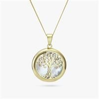 Revere 9ct Yellow Gold MOP Tree of Life Pendant Necklace