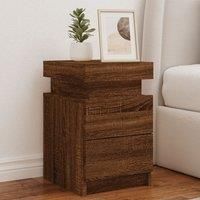 Bedside Cabinets with LED Lights 2 pcs Brown Oak 35x39x55 cm
