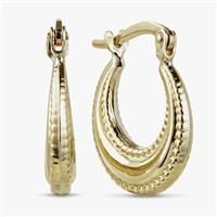 Revere 9ct Yellow Gold Beaded Edge Creole Earrings