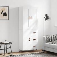 Highboard White 69.5x34x180 cm Engineered Wood