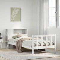 Bookcase Bed without Mattress White 90x200 cm Solid Wood Pine