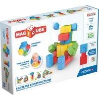 Geomag - Magicube 1+ Full Colour - Magnetic Cubes for Kids - 4 Colours - 64 Blocks – 100 Percent Recycled Plastic
