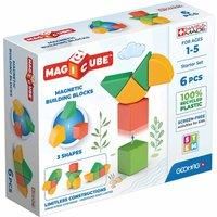 Geomag - Magicube 1+ Shapes - Magnetic Blocks for Kids - 4 Colours and Shapes - 6 Cubes – 100 Percent Recycled Plastic