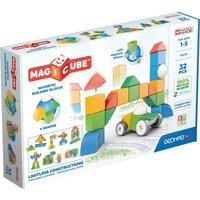 Geomag - Magicube 1+ Shapes - Magnetic Blocks for Kids - 4 Colours and Shapes - 32 Cubes – 100 Percent Recycled Plastic