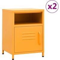 Nightstands 2 pcs Mustard Yellow 35x35x51 cm Steel