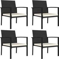 Garden Dining Chairs 4 pcs Poly Rattan Black