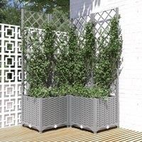Garden Planter with Trellis Light Grey 80x80x136 cm PP