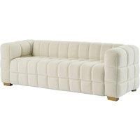 3-Seater Teddy Fleece Boucle Bubble Sofa With Pillows In Cream