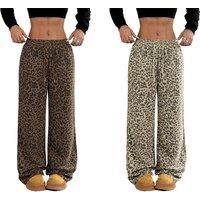 Women'S Leopard Print Y2K Wide Leg Pants - 6 Sizes & 2 Colours