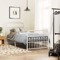 Metal Bed Frame without Mattress with Footboard White 90x200cm