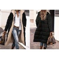 Padded Hooded Maxi Puffer Parka Jacket - 6 Colours! - Black