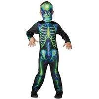 Rubie/'s Official Neon Skeleton Glow In The Dark Halloweens Costume and Mask, Childs Size Large Age 7-8 Years