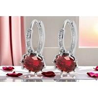 Red Cubic Zirconia Huggie Earrings