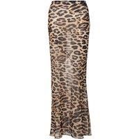 Leopard Print Chiffon Fishtail Skirt - Black