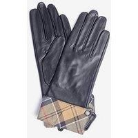 Barbour Womens Lady Jane Leather Gloves Black/Dress Tartan Small