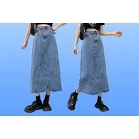 Blue Denim Maxi Skirt For Women In 4 Sizes