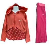 New NIKE Little Girls Cotton Hoodie Jacket and Trousers Set Pink Age 5-6 Years