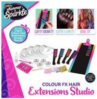 Shimmer N Sparkle Colour Fx Hair Extensions Studio Clip In, Washable Hair Extensions For Kids With Hair Chalk Combs Hair Gems And Glitter Gel