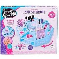 CRA-Z-ART Shimmer N Sparkle All In One Nail Art Studio With 360 turntable real working nail dryer and storage compartments Includes Nail polish, nail stickers