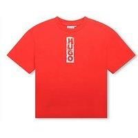 Hugo Boys Heavy Jersey Marker Logo T-Shirt - Bright Red