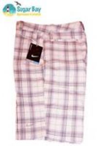 New Nike GOLF Girls Stay Cool Stay Dri Shorts Checked Pink / Grey Age 10-12 M