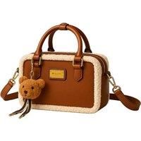 Unisex Black Ugg- Retro Lamb Wool & Frosted Leather Bowling Crossbody Bag