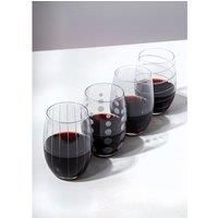 Mikasa 'Cheers' Etched Crystal Stemless Wine Glasses, 480 ml – Silver Effect (Set of 4)