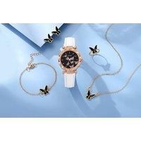 5 Pcs Women'S Butterfly Jewellery Set In 6 Colours - Silver