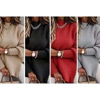 Women'S Casual One-Size Knitted Jumper- In 6 Colours! - Black