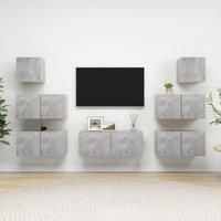 7 Piece TV Cabinet Set Concrete Grey Engineered Wood
