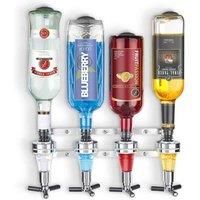 Final Touch Aluminum Wall Mounted Liquor Dispenser, Holds 4 Bottles, Leak Proof, Spring Loaded, 1.5 oz Shot Measurement