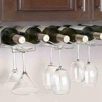 Final Touch Under Cabinet Wine Rack - 6 Bottle Wine Rack with Glass Rack