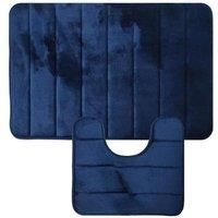 Memory Foam Bath Mats In 2 Designs 4 Colours - Black