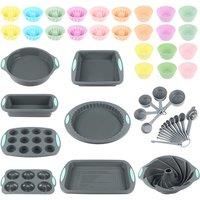 34-Piece Silicone Baking Trays & Moulds Set