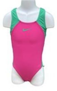 NIKE SWIM Girls Swimwear Beachwear Pink Green Medium Age 10-12 Years (55-59 cms) - 10-12 Years Regular