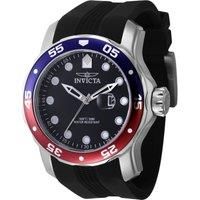 Invicta Men's PRO DIVER Blue Red Bezel Black Dial 48mm Day Date 24hr Watch 45735