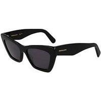Salvatore Ferragamo SF929SN 001 Sunglasses Women's Black/Grey Lens Cat Eye 55mm