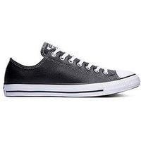 CONVERSE CT ALL STAR OX LEATHER - UNISEX SNEAKERS - BLACK/WHITE - 132174C -NEW
