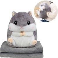 3 In 1 Cuddly Hamster Pillow Blanket - In 5 Colours - Brown